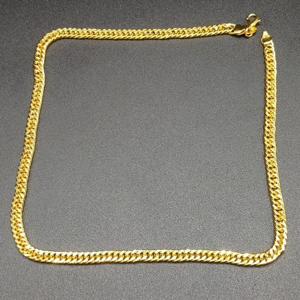 18k Gold Plated Necklace Double Cuban VTG Fashion Mens Anniversary Birthday Gift